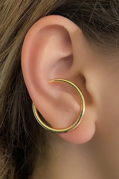 Altın Renk Tek Delik Kıkırdak Görünümlü Ear Cuff Küpe