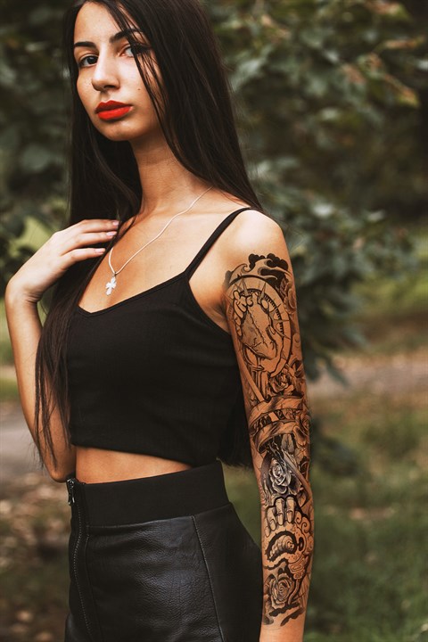 Geçici Karışık Modelli Kol Dövme Tattoo