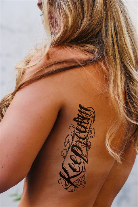 Gerçekçi Geçici Keep Calm Yazılı Dövme Tattoo 