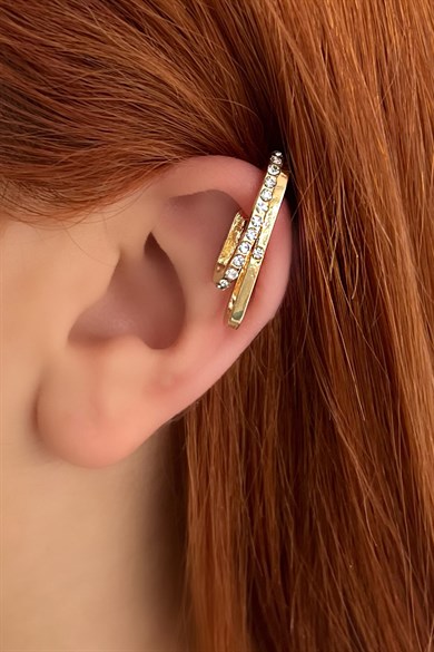 Altın Renk Çelik Ear Cuff Küpe