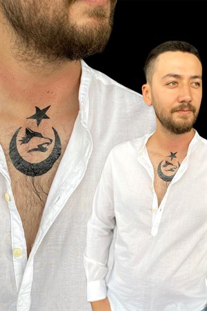 Geçici Ayyıldız Kurt ve Türk Yazılı Dövme Tattoo