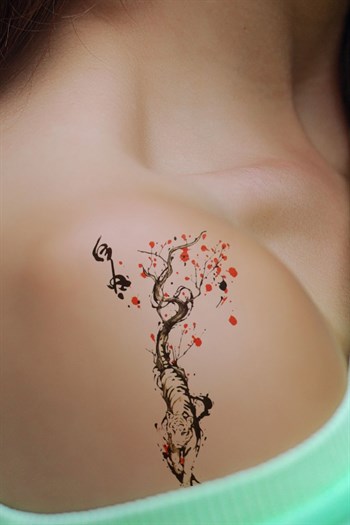 Geçici Kaplan ve Ağaç Mini Dövme Tattoo