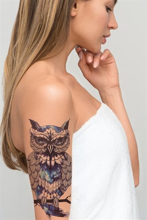 Gerçekçi Geçici Baykuş Dövme Tattoo
