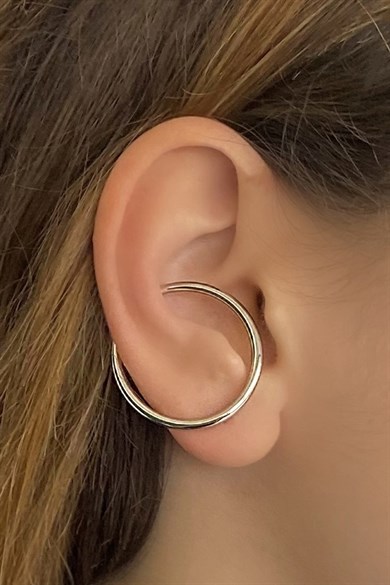 Gümüş Renk Tek Delik Kıkırdak Görünümlü Ear Cuff Küpe