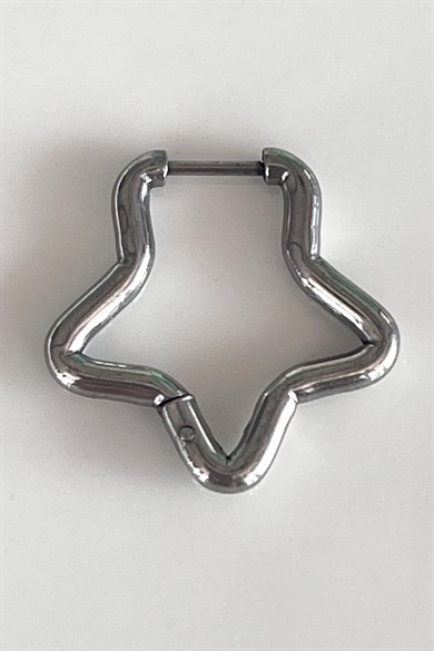 Gümüş Renk Yıldız Figürlü Unisex Çelik Küpe (Çift)