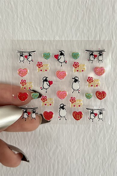 Kuzu Desenli Kalpli Tırnak Sticker