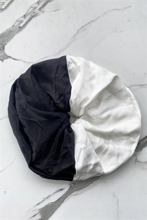 Siyah Ve Beyaz Renk Büyük Boy Scrunchies Lastik Toka